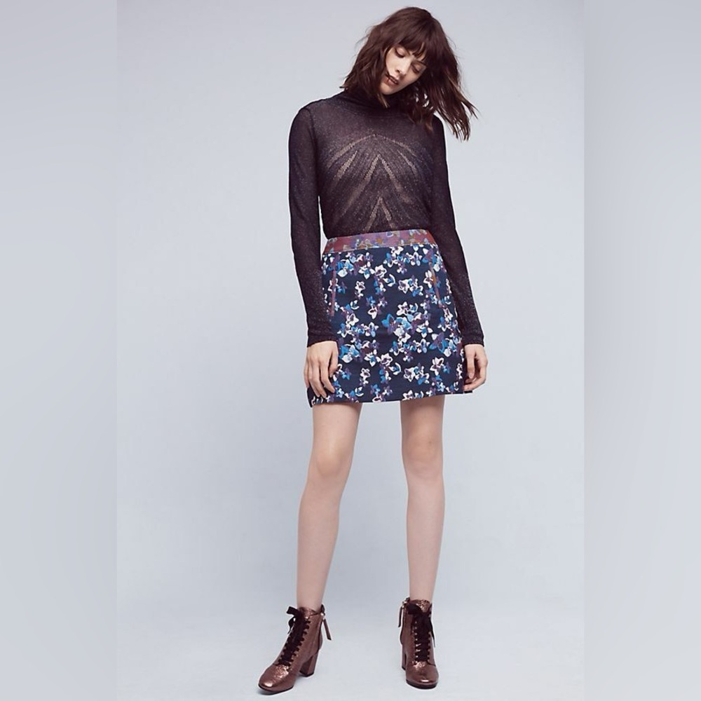 ANTHROPOLOGIE MAEVE CARDANA BROCADE FLORAL SKIRT
